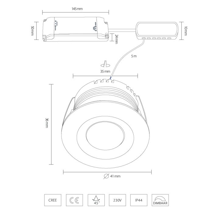 Hamulight Cree LED Einbaustrahler Sevilla Warm Weiß